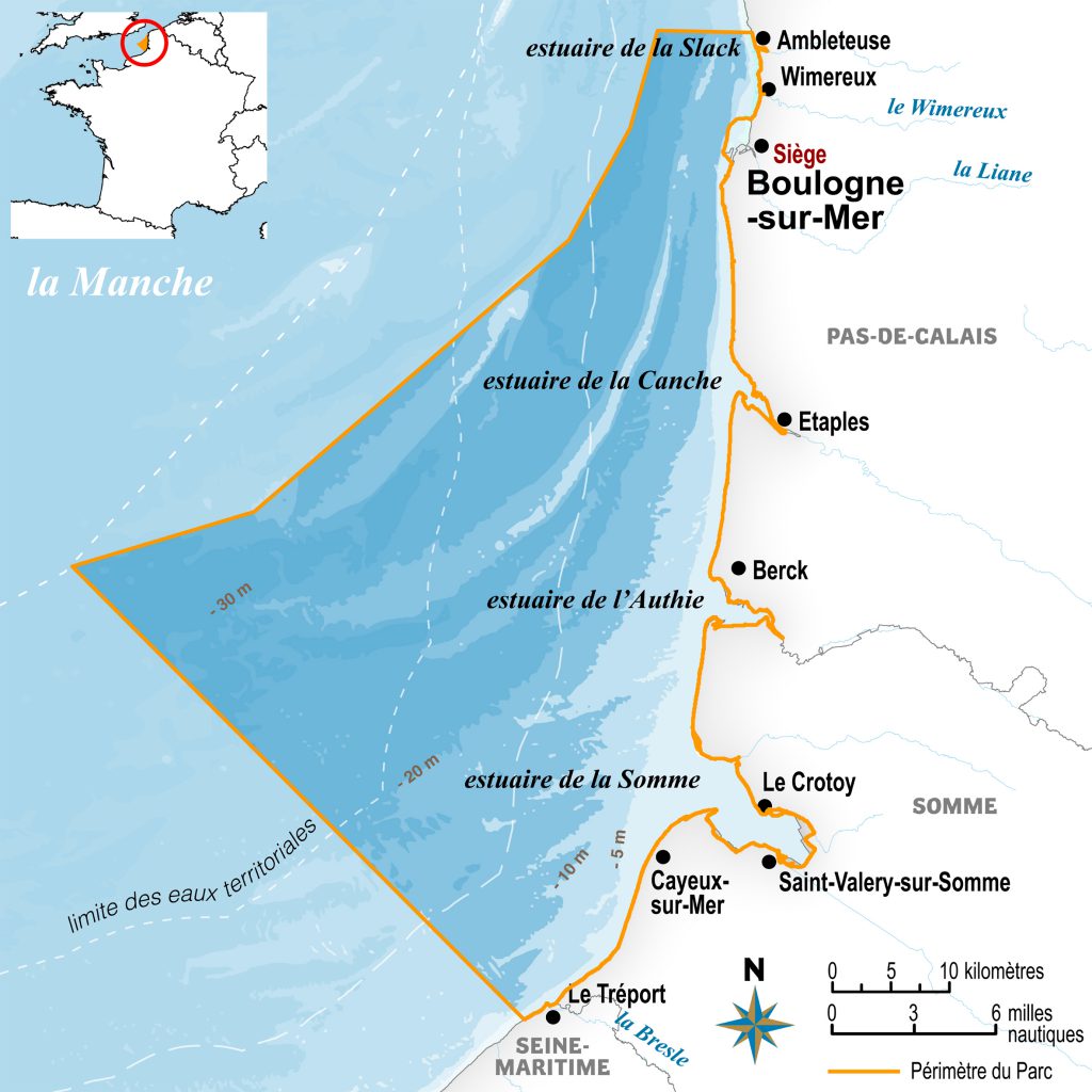 Carte du Parc naturel marin des estuaires picards et de la mer d'Opale