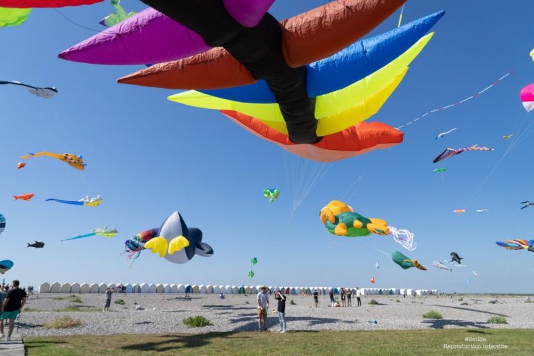 Un peu de vent, du soleil, un ciel merveilleusement bleu et des centaines de cerfs-volants !
